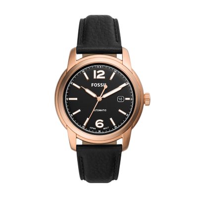 Fossil Heritage Automatic Black Litehide™ Leather Watch