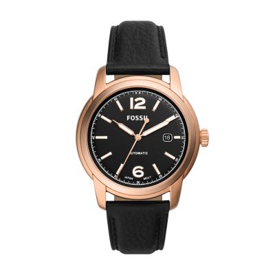 Montre Automatique Fossil Heritage En Cuir LiteHideMC Noir