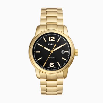 Fossil Heritage Automatic Gold Tone Stainless Steel Watch ME3232 Fossil