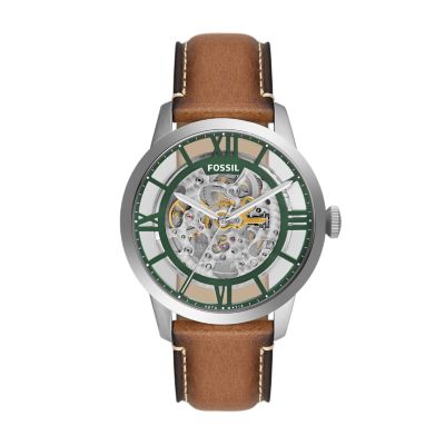

Fossil Homme Montre Townsman automatique en cuir écoresponsable beige