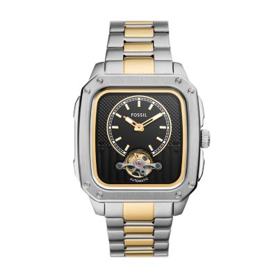 Fossil Men Inscription Automatic Two-Tone Stainless Steel Watch