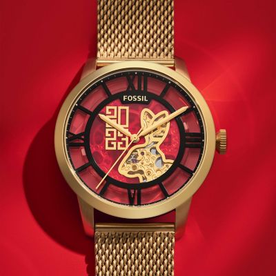 Lunar New Year Townsman Automatic Gold-Tone Stainless Steel Mesh