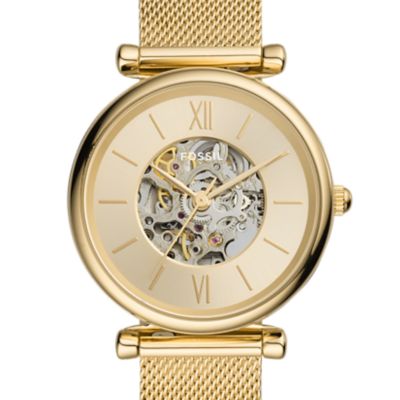 Carlie Automatic Gold-Tone Stainless Steel Mesh Watch