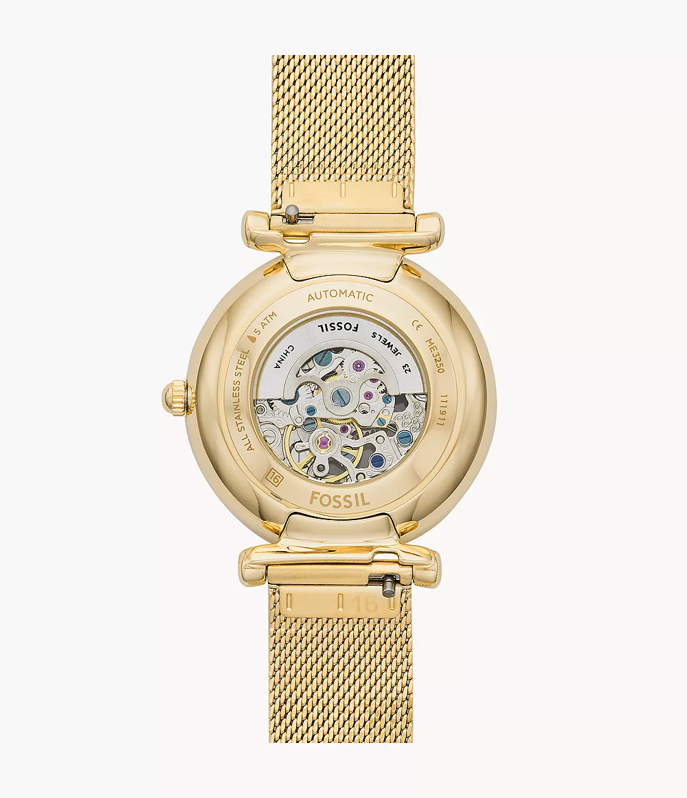 Carlie Automatic Gold-Tone Stainless Steel Mesh Watch