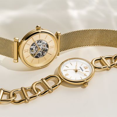 Carlie Automatic Gold-Tone Stainless Steel Mesh Watch - ME3250