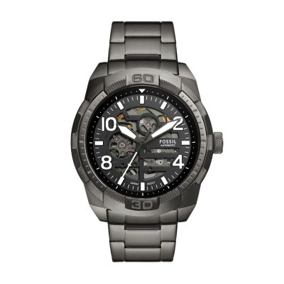 Montre Bronson automatique, en acier inoxydable, anthracite