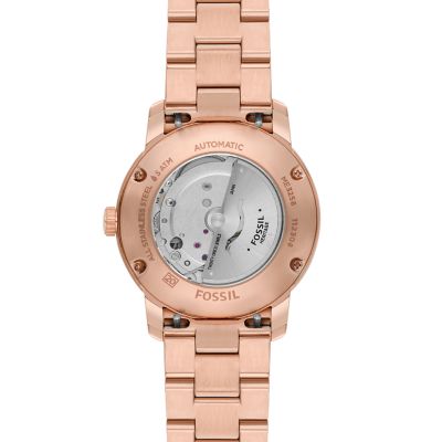 Fossil Heritage Automatic Rose Gold Tone Stainless Steel Watch ME3258 Fossil