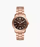 Fossil Heritage Automatic Rose Gold-Tone Stainless Steel Watch