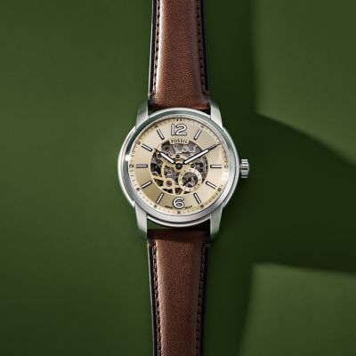 FOSSIL HERITAGE オートマティック ブラウン レザーウォッチ - ME3264 - Fossil