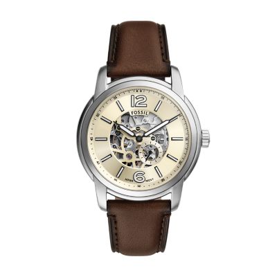 Fossil Heritage Automatic Brown Leather Watch ME3264