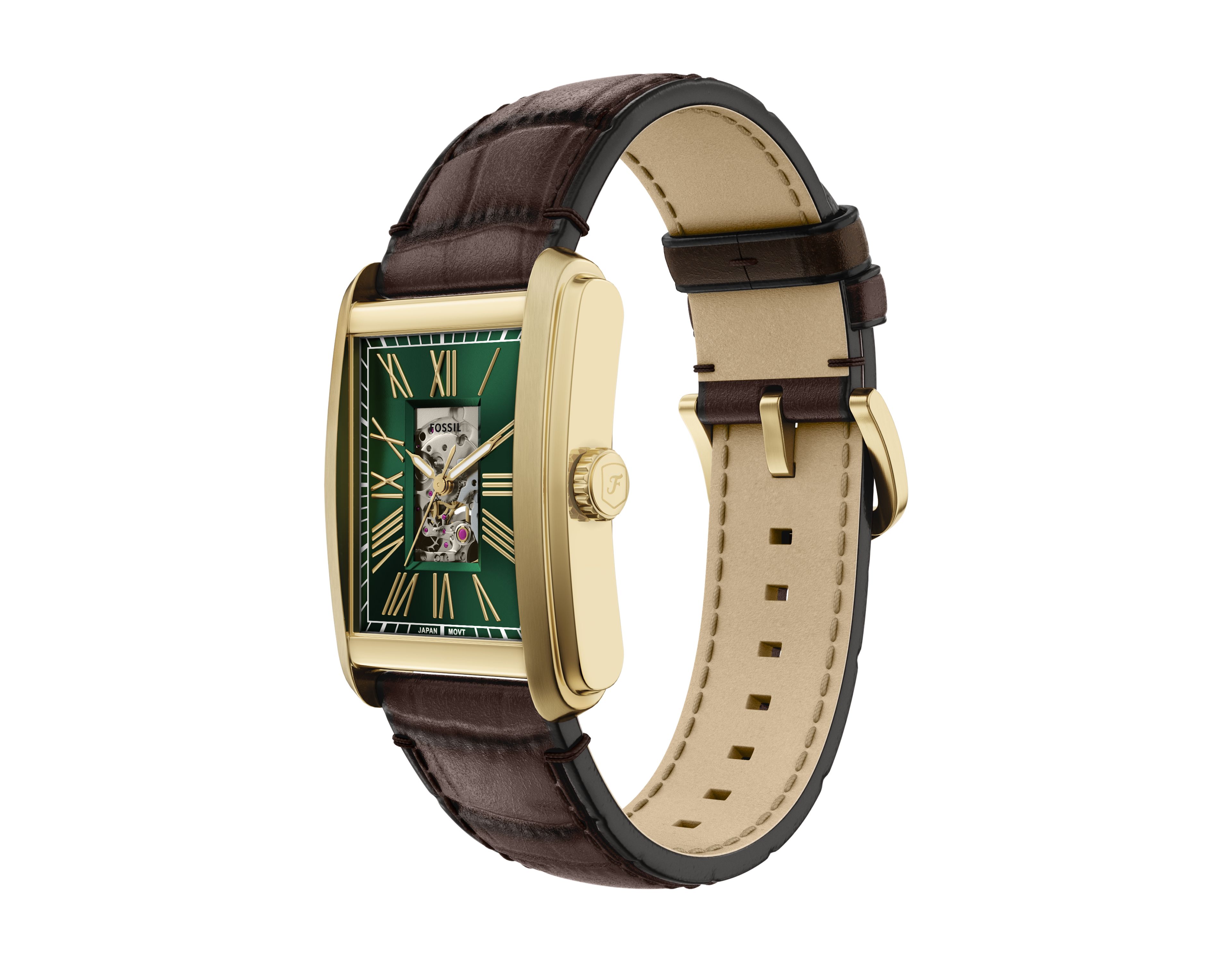 Carraway Automatic Brown Croco Leather Watch