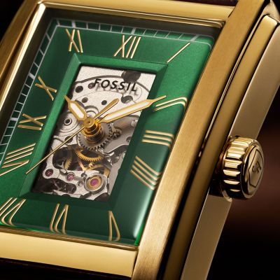 Carraway Automatic Brown Croco Leather Watch