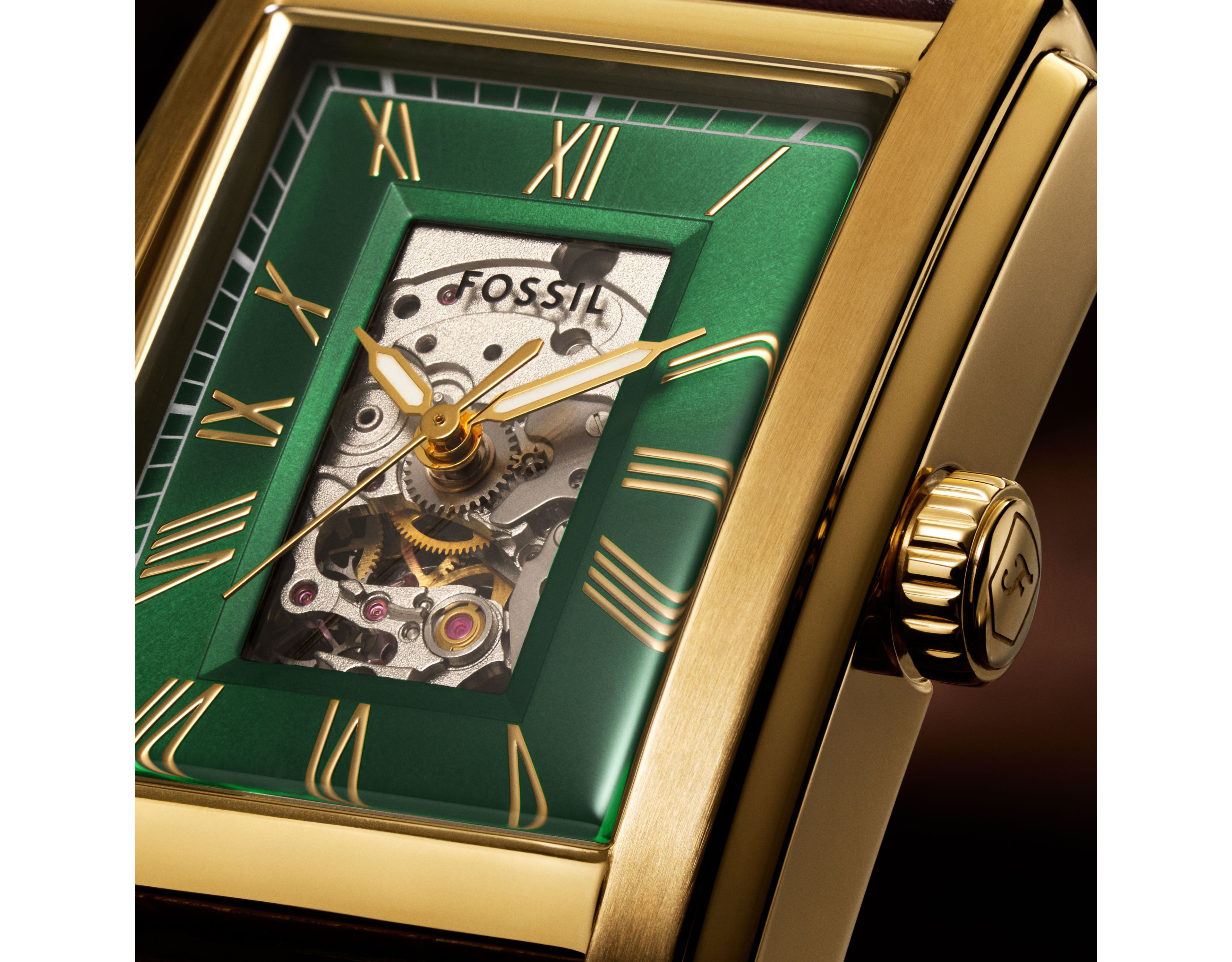Carraway Automatic Brown Croco Leather Watch