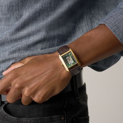 Carraway Automatic Brown Croco Leather Watch