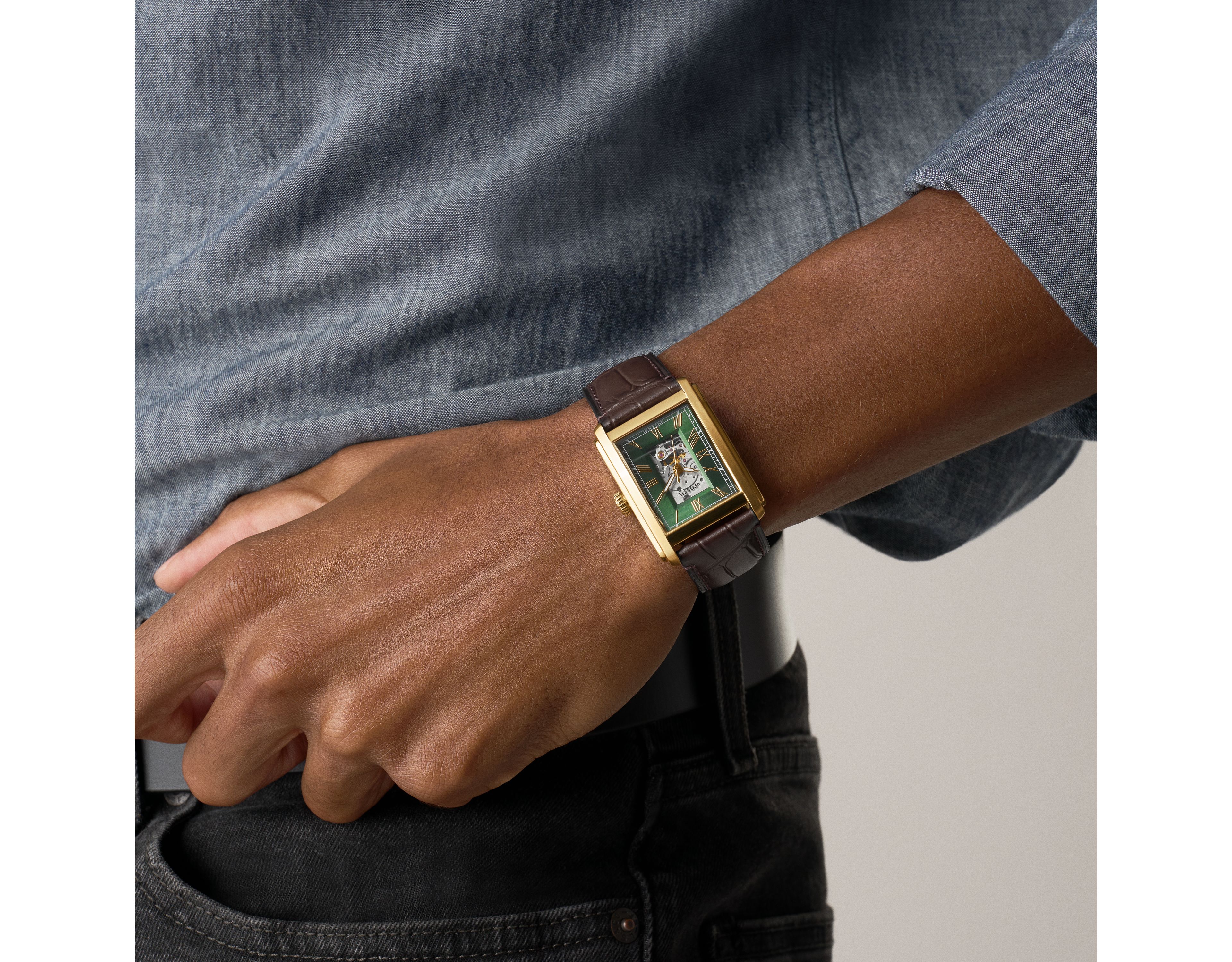 Carraway Automatic Brown Croco Leather Watch