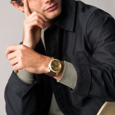 Machine Automatic Brown Leather Watch - ME3278 - Fossil