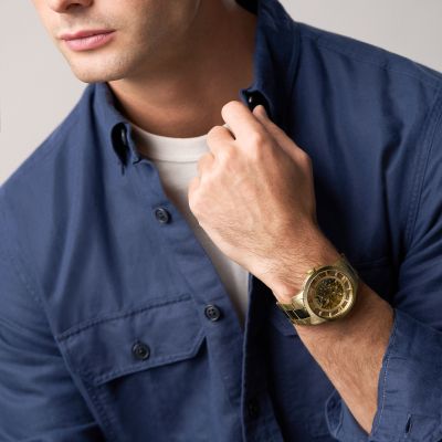 Carraway Automatic Brown Croco Leather Watch