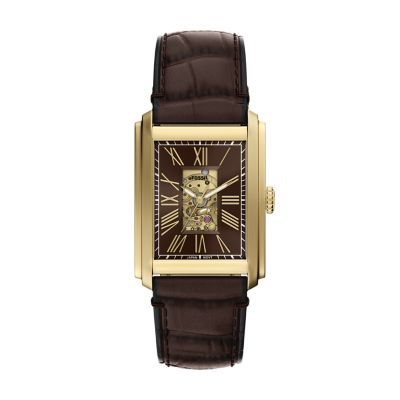 Brown for Carraway 30 mm Automatic Brown Croco Leather Watch