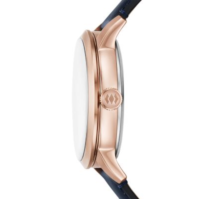 Townsman 44mm Automatic Navy Leather Watch