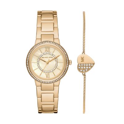Actualizar 85+ imagen michael kors gold watch with bracelet