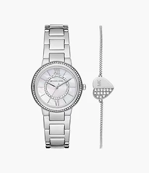Michael Kors Stainless Steel Watch and Bracelet Gift Set