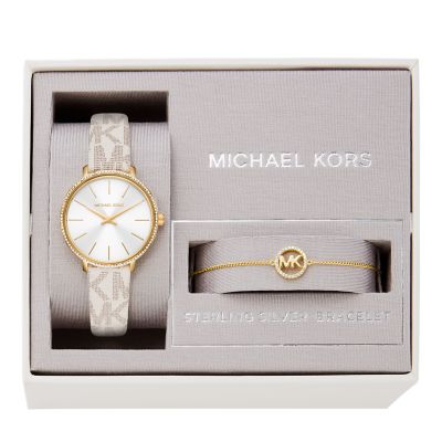 Michael Kors Pyper Two-Hand Vanilla PVC Watch and Bracelet Set - MK1037 -  Watch Station