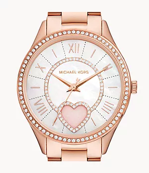 Michael Kors Lauryn Three-Hand Rose Gold-Tone Stainless Steel Watch and Bracelet Set