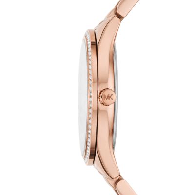 Michael Kors Lauryn Three Hand Rose Gold Tone Stainless Steel