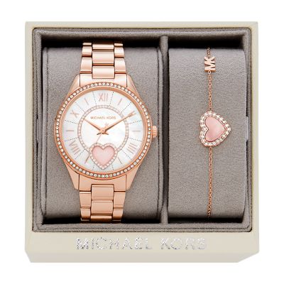 Michael Kors Lauryn Three Hand Rose Gold Tone Stainless Steel