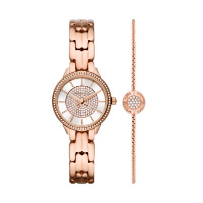 Michael kors watch and best sale bracelet set rose gold