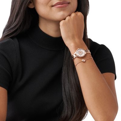 Michael Kors Allie Three-Hand Rose Gold-Tone Stainless Steel Watch and Bracelet  Set - MK1039 - Watch Station