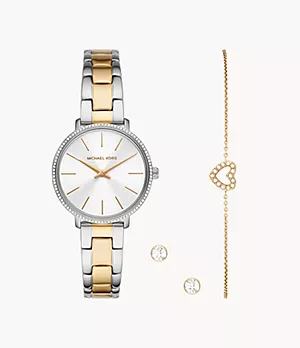 Coffret cadeau avec montre bicolore et bijoux Pyper de Michael Kors
