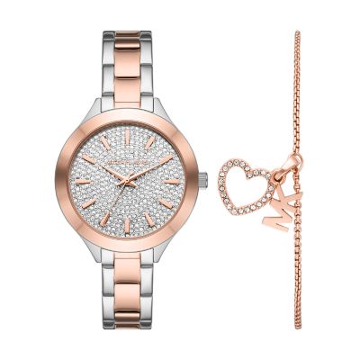 Michael kors slim runway two hot sale tone watch