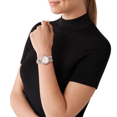 Michael kors sofie pave two best sale tone watch