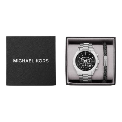 Runway Chronograph Edelstahl Armband - - Set Station Watch MK1056SET Slim PVC Uhr Kors Michael