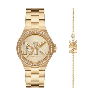 Michael kors watch and bracelet set silver hot sale