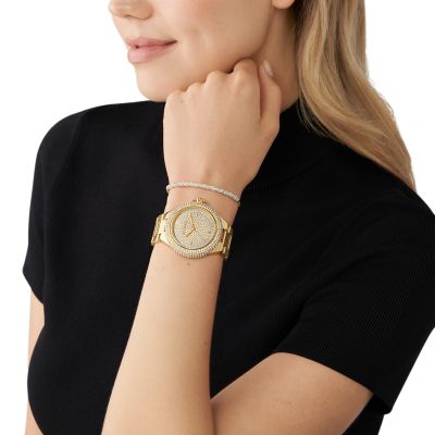 Michael Kors Camille Three-Hand Gold-Tone Stainless Steel Watch