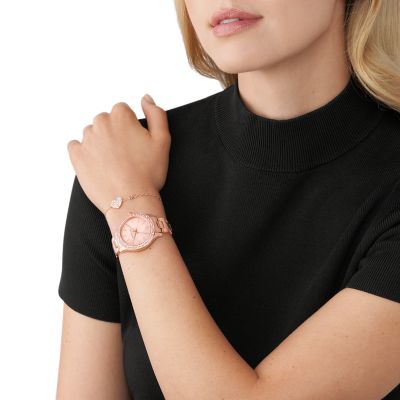 Rose gold watch and bangle clearance set