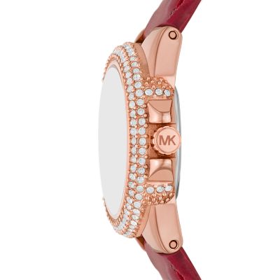 Michael Kors Camille Three-Hand Red Croco Leather Watch and