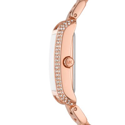 Michael Kors Emery Three-Hand Rose Gold-Tone Watch and Necklace