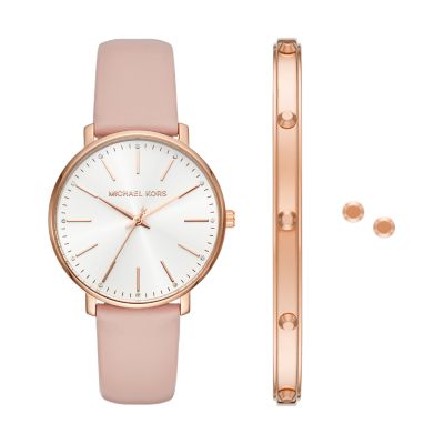 Michael Kors Pyper Three-Hand Blush Watch and Jewelry Gift Set