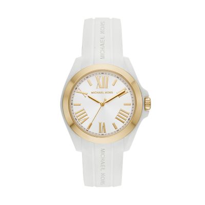 gold and white michael kors watch