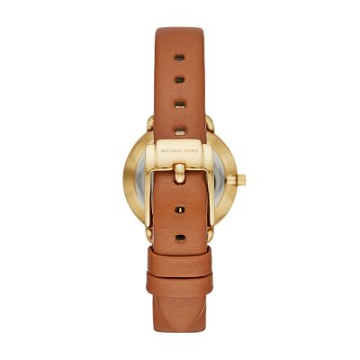 Gold-tone And Luggage Leather Portia Watch
