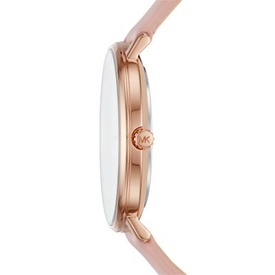 michael kors rose gold leather watch