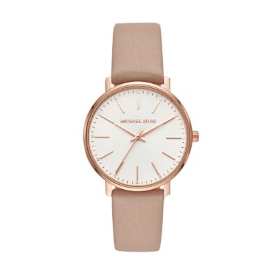 Montre Michael Kors Pyper trois aiguilles en cuir moka pour