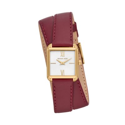 michael kors red leather watch