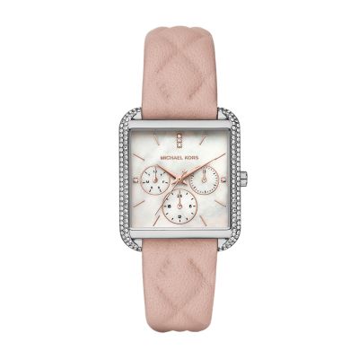 michael kors pink leather strap watch