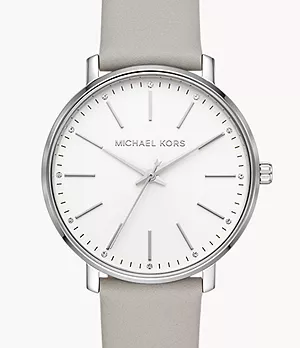 Michael Kors Women's Pyper Three-Hand Grey Leather Watch