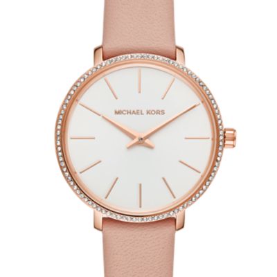 Montre Pyper de Michael Kors à deux aiguilles en cuir, rose, pour femme