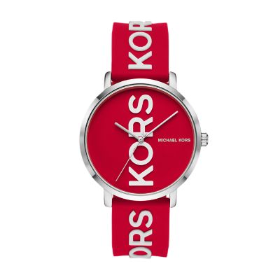 Charley Three-Hand Red Silicone Watch
